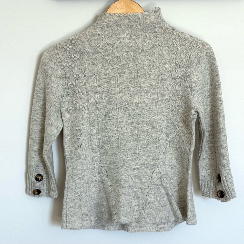 Anthropologie Moth Grey Textured Wool Blend Peplum Sweater Size Medium - Picture 2 of 11